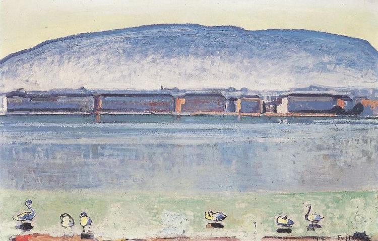 Ferdinand Hodler Genfersee mit sechs Schwanen